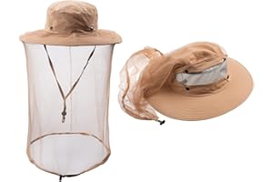 ZffXH Chapeau de pêche en filet avec tête d'insectes, chapeau de pêche, abeille, voile d'apiculture