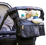 TAHLMANN Organizer für Kinderwagen mit Getränkehalter, Smartphone- und Allzweck-Fach, abnehmbarer Wertsachentasche, universal - 3