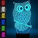 Produktbild 3D Illusion Nachtlampe, SUNINESS LED Eule Nachtlicht für Kinder Kinder Familie Ferienhaus Dekoration Valentinstag Geschenk