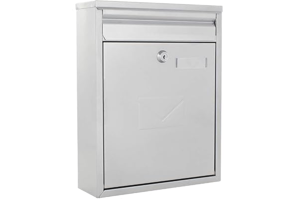 Rottner Boîte aux lettres Como, serrure à cylindre avec 2 clés, en acier, 250 x 320 x 85 mm, matériel de montage inclus, plaque nominative