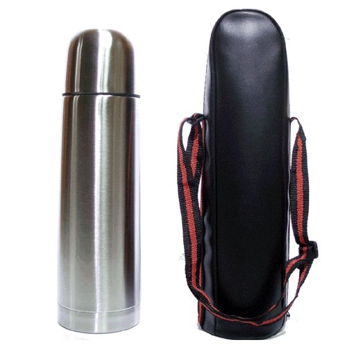 BVC Termo de Acero Inoxidable con dosificador, Tapa y Funda de Transporte - 750 ML