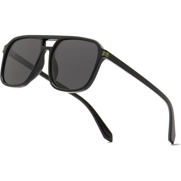 Long Keeper Retro Pilot Sunglasses | Double Bridge Aviator Style | UV400 Protection | For Men & Women-708946