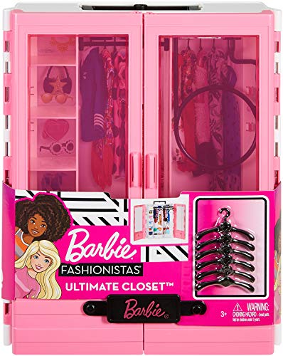 Barbie GBK11 - Tragbarer Traum Kleiderschrank mit Kleiderbügel, Puppenzubehör und Puppen Spielzeug ab 3 Jahren - 5
