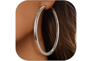 PROSTEEL Oversize Orecchini a Cerchio 30/40/60/80MM Orecchini Argento Donna Combinazioni di Impilamento Chiusura Minimalista Linee Morbide Confezione Regalo