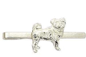 WILLIAM STURT FINE PEWTER Pug Tie Clip (Slide/Bar), Handcast in Fine Pewter by William Sturt