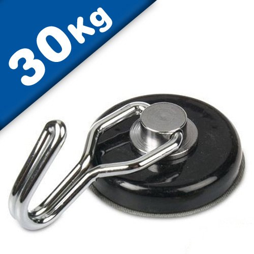 Drehbarer Neodym Magnethaken Ø 38 mm, schwarz - hält 30 kg
