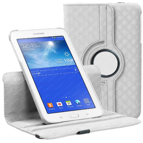 Schutzhülle für Samsung Galaxy Tab 3 7.0 LITE ( T110 / T111 ) - Weiß Diamant Hülle Case mit 360° drehen Swivel Aktion für Hoch-und Querformat mit Displayschutzfolie & Stylus (Eingabestift) von Stuff4 ®