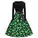 Produktbild ODRD-St. Patrick's Day Damen Shamrock Abend Print Party Prom Swing Dress