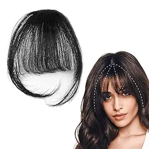 Cute critters Clip in Bangs Front Neat Air Fringe One Piece Clip in Fringe Hair Extensions with Temples for Women (Natural Color)