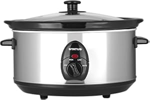 STATUS San Diego Oval Slow Cooker – 3.5 Litre, 200 W, Stainless Steel, Two Heat Settings, Removable Non‑Stick Ceramic Bowl (SANDIEGO1PKB4)