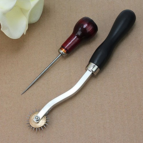 Musuntas Nützliche Leder Überstich Ahle Werkzeug Pin Sewing Stanzloch-Maschine Drucktuch Rad/Einrollscheibe/Scriber/Scanlinie, Stichabstand 4 mm - 3