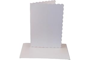 50 Pack - 5" x 7" Scalloped Card Blanks & Envelopes - White - UK Card Crafts