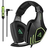 [2017 SUPSOO Recientemente Multi-Plataforma Sobre Oído Xbox One PS4 Estéreo Juego Auriculares]SUPSOO G820 Bass Gaming Headsets con micrófono de aislamiento de ruido para Xbox nuevo PS4 PC portátil Mac iPad iPod (negro y verde)