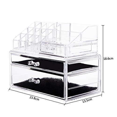 HBF klar Acryl Make Up Organizer Kosmetik Lippenstift-Halter Nail Aufbewahrung Blattohrringe Fall - 3