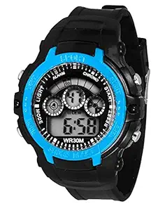 Digital Big Size Dial Colorful Light Display Sports Watch for Kids (Sky Blue)