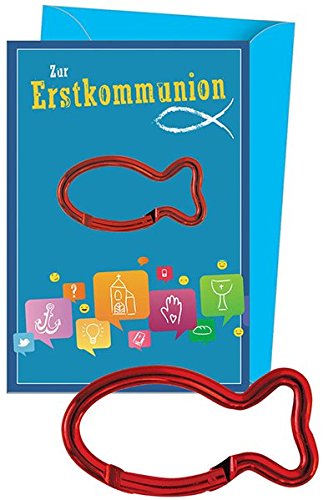 Preisvergleich Produktbild Zur Erstkommunion: Glückwunschkarte mit Karabinerhaken