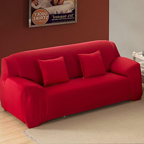 Sofa Cover 2 Seater Sofa Couch Slip Over Easy Fit Stretch Covers Elastic Fabric Fit Settee Protector Wine Red