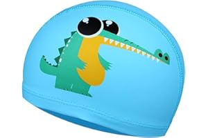 DOUER Gorros de Piscina para Niños, Gorros Natacion para Niños y Niñas de 4 a 10 Años, Tela Elastica Facil de Poner.