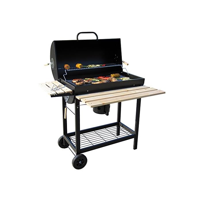 Bbq Toro Holzkohle Grillwagen Premium Holzkohlegrillwagen Smoker Barbecue Grill Mit Deckel Warmhalterrost Abklappbarer Ablage Und Vielem Mehr
