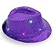 Produktbild 1 stück frauen männer led leuchten jazz hut, Erwachsene Glitter Pailletten Hut Kostüm Party Cap für Tanzparty mit 9 Blinkende LED Lampen