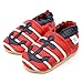 Soft Leather Baby boy Shoes with Suede Soles by Dotty Fish Red and Blue Anchors Unisex - 12-18 months