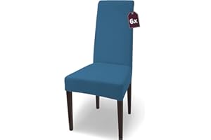 SH SCHEFFLER-HOME LIVE HOMESTYLE SCHEFFLER-Home Fundas Sillas de Comedor Elásticas Natalie – Set de 6 Elegantes Fundas Sillas Ajustables – Fundas para Sillas en Algodón con Banda Elástica, Azul