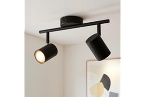 Gr4tec Kitchen Ceiling Light 2 Way, Adjustable Spot Lights Ceiling, Black Light Fittings GU10, Metal Wall/Ceiling Spotlights Bar for Hallway Bedroom, Bulb Not Included