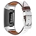 Produktbild samLIKE Leder Armband für Fitbit Charge 3 für Herren und Damen Bunte Ersatzarmband Einstellbar Weich Warme Sportarmband Kompatibel mit Fitbit Charge 3, 9 Farben, 190MM(S) (Weiß)