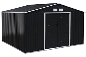 ALICE'S GARDEN sweeek - Caseta de Jardín en Metal - Boulonnais - 10,85m² Gris Antracita y Blanco