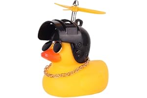 ZOLITIME Canard en Caoutchouc Jouet Ornements Canard Jaune Voiture Tableau de Bord décorations Presser Canard vélo Cornes hélice Casque