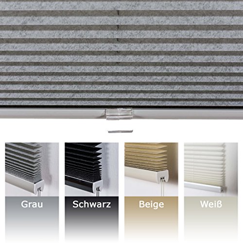 StoffKreativ PREMIUM Plissees mit Klemmfix Fixierung ohne Bohren - Rollo mit 150cm Gesamtlänge und variabler Breite in 4 verschiedenen Farben (85x150cm, Beige)