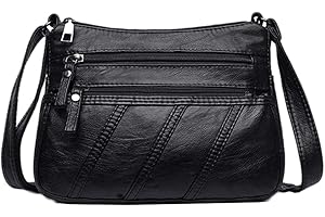 VOHONEY Sac à bandoulière pour femme, sac à bandoulière multi-poches en cuir synthétique souple pour femme