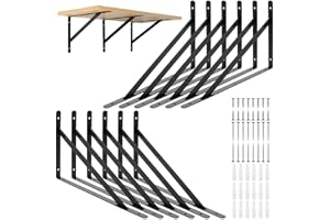 GBACHOOSE 12 stycken hyllkonsoler, 190 x 300 mm, svart metallhyllvinkel, tung belastningsvinkel för gör-det-själv-hållare, vä