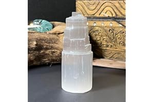Atlantic Sun Pure Selenite Tower (10cm) - Hand-Crafted White Crystal Pillar for Chakra Cleansing, Spiritual Healing, Energy Charging Mindful Crystal Healing & Meditation Gift