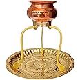 Shivdev Craft Brass Shivling Abhishek Stand Shivlingam Statue abhishekam Patra Rudraksh Copper lota Pooja Plate (10 CM) Abhishek Patra Stand (12.5 CM)