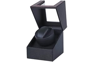 LINGFANSTORE Automatic Watch Winder Box, Luxury Single Watch Winder, Watch Case with Quiet Mabuchi Motor, Battery Operated or Power Supply PU Leather