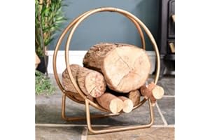 BLACK COUNTRY METAL WORKS Copper Contemporary Circular Log Rack & Holder with Handle - 45cm