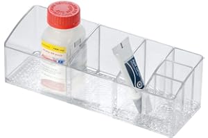 ‎IDESIGN iDesign Med+ Medikamentenbox für Arzneimittelschrank | Sortierbox mit 6 Fächern | Ideal für Medikamentenaufbewahrung im Bad | Kunststoff durchsichtig