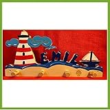 Leuchtturm Segelboot II - Garderobe mit Name