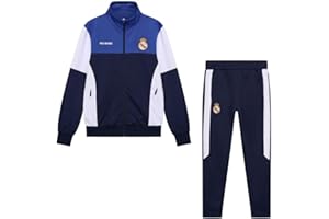 Real Madrid Chándal Dos Piezas Chaqueta Negra y grís y pantalón Negro Infantil Producto Oficial