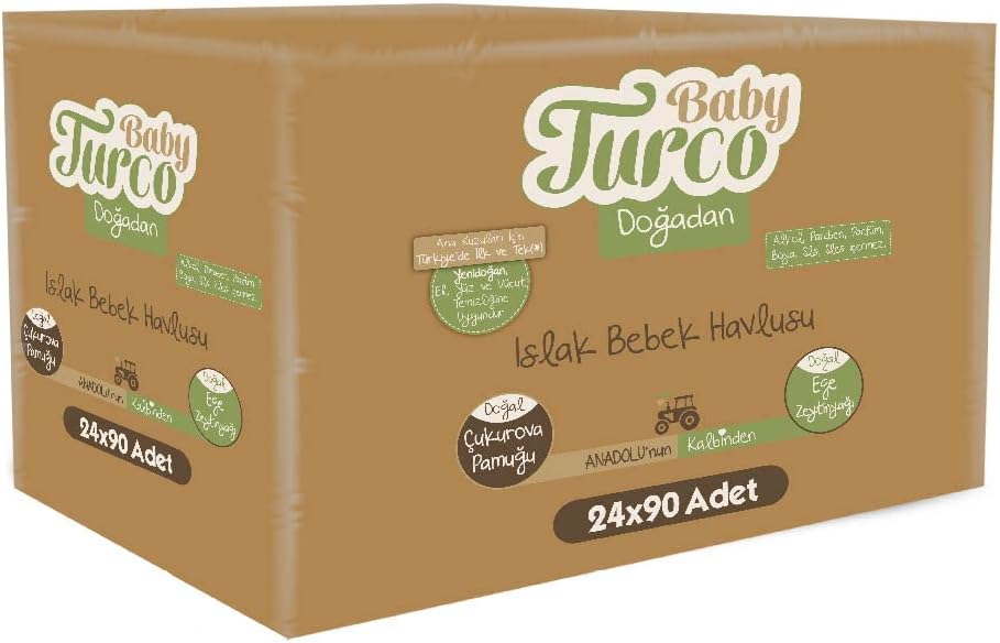 Baby Turco Doğadan 2160 Yaprak Islak Bebek Havlusu (24 x 90 Adet)