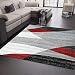 Produktbild VIMODA Wohnzimmer Teppich Modern Geometrisches Muster Gestreift Meliert in Rot Grau Weiß Schwarz 160x220 cm