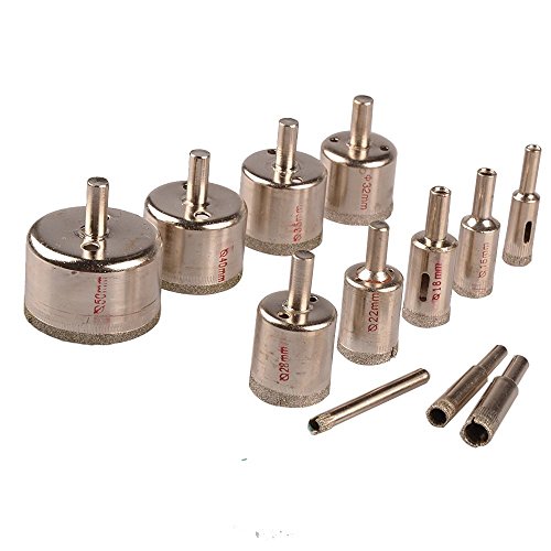 Racksoy 12stk 6-50mm Bohrmeißel Bohrer Lochsägen Set für Marmor Glas Fliesen (6,8,10,12,16,18,22,28,32,35,40,50 mm) - 2