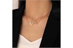 Cimenexe Böhmische Herzschlag-Anhänger-Halskette Liebes-Herz-Halskette Goldgepflasterte Herz-Halskette Kardiogramm-Halskette Kettenschmuck für Frauen und Mädchen