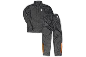 OJ System - Set da pioggia per moto, colore: nero, leggero e compatto