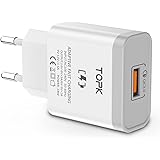 TOPK Cargador USB Quick Charge 3.0 18W Cargador rápido para teléfono móvil, Fuente de alimentación USB, Conector USB, Compati
