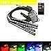 Produktbild Auto-LED-Lichtleiste, 12 V Gleichstrom, bunt, für Fahrzeuginnenraum, 1 Strang mit vier Lichtstreifen mit 48 LEDs, mit Geräuschaktivierungsfunktion und kabelloser Fernbedienung, inklusive Kfz-Ladegerät, 4 Stück