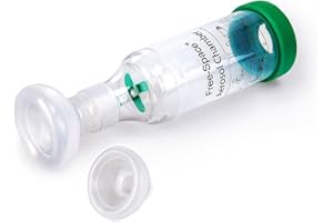 FREE-SPACE Camera di aerosol per inalatore con indicatore di respirazione - Maschera in silicone di forma rotonda e alta qualità, distanziale per asma di gatto - Include 2 maschere per la migliore vestibilità