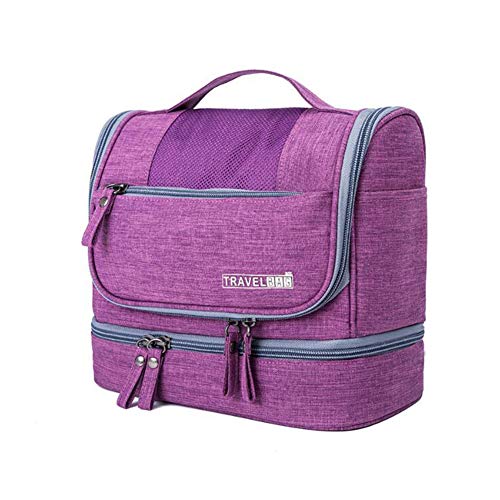 Preisvergleich Produktbild Qnlly wasserdichte Portable Travel Kosmetiktasche, Train Box Kosmetiktasche, Toilettenaufbewahrung, Multifunktionsaufbewahrung, Trocken-und Wet Separation Bag Portable Hook Hook Bag,Purple