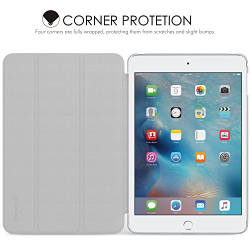 MoKo Hülle für iPad Mini 4 – PU Leder Tasche Schutzhülle Schale Smart Case mit Translucent Rücken Deckel, mit Auto Schlaf / Wach Funktion und Stanfunktion für Apple iPad Mini 4 2015 Genaration 7.9 Zoll IOS Tablet, Pfirsichblüte - 7